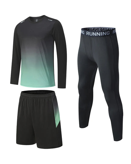 Men's Athletic 3-Piece Compression Sweater, Shorts & Pants Set - Sportswear Performance Gear
