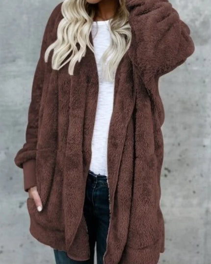 Women's Oversized Hooded Fleece Cardigan