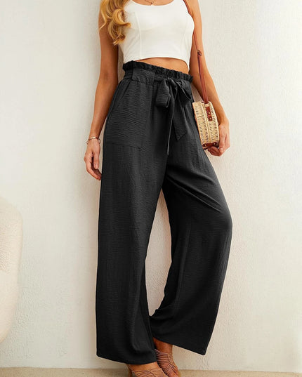 Women's Wide Leg Loose Fit Drawstring Casual Pants