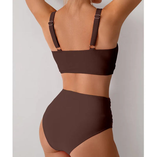 Women's Push-Up Bikini Swimwear with High Waist Design