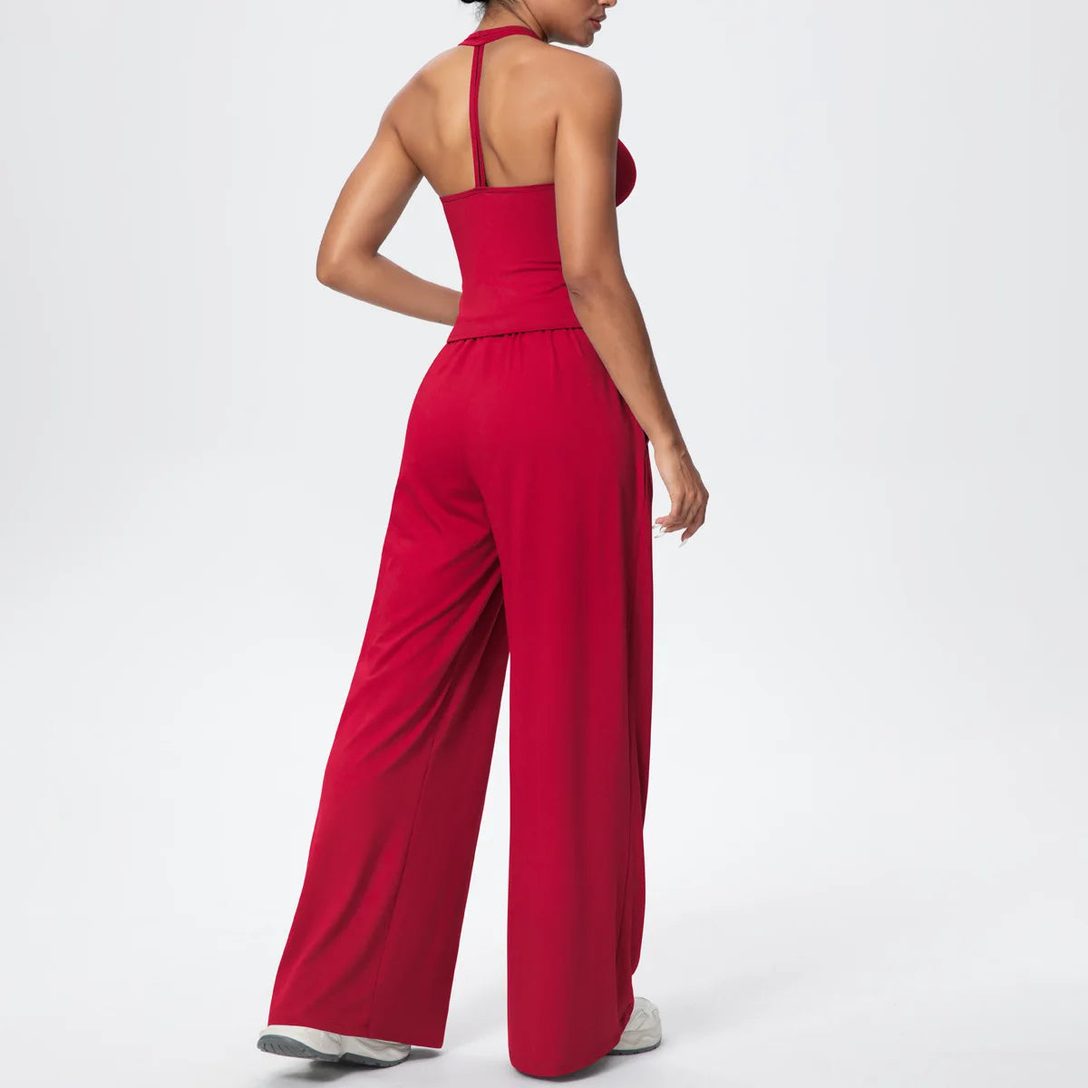 Women Drawstring Yoga Pants Wide Leg Loose Casual  Straight