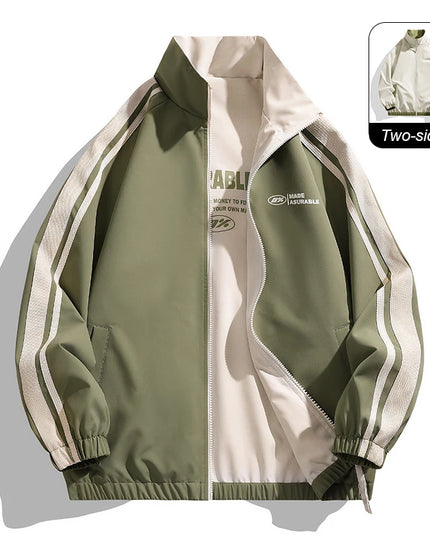 Unisex Reversible Windproof Long Sleeve Jacket - Two-Sided Design