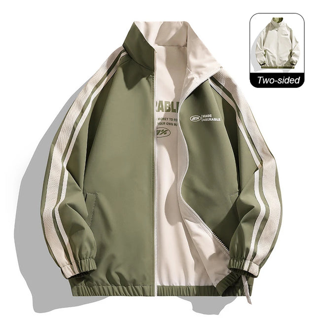 Unisex Reversible Windproof Long Sleeve Jacket - Two-Sided Design