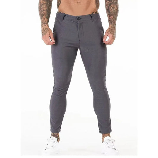 Men's Slim Fit Casual Pants - Straight Leg Cotton Blend Trousers for Men