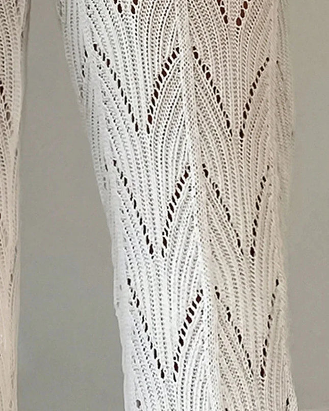 Women's Elegant Hollow Knit Pants - Stylish and Comfortable Knitted Trousers