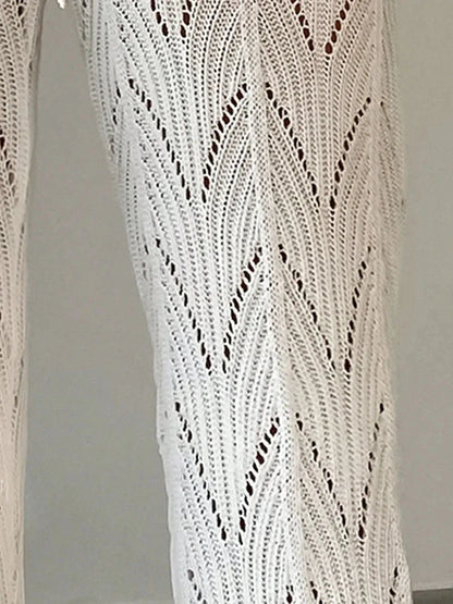 Women's Elegant Hollow Knit Pants - Stylish and Comfortable Knitted Trousers