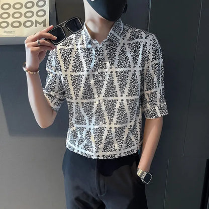 Men's Short Sleeve Button-Up Shirt – Stylish Men's Casual Button-Down Tee
