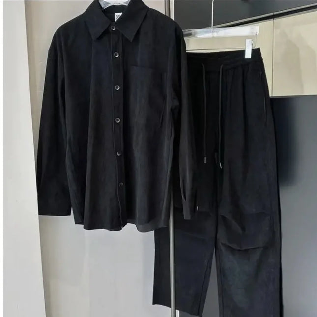 Unisex Casual Loose-Fit All-Occasion Breathable Two-Piece Shirt and Pants Suit