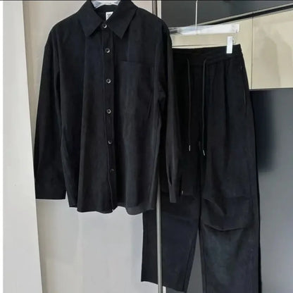 Unisex Casual Loose-Fit All-Occasion Breathable Two-Piece Shirt and Pants Suit