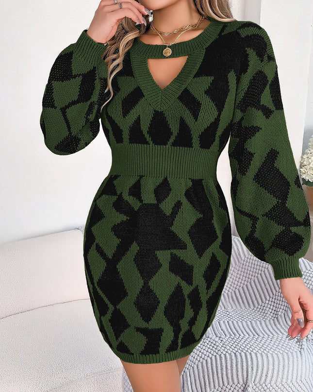 Women's Lantern Sleeve Knitted Dress