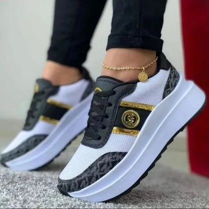 Women’s Lace-Up Casual Sneakers with Thick Sole