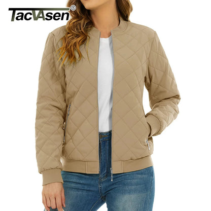 TACVASEN Women's Padded Warm Jacket – Diamond Quilted Zip-Up Winter Coat