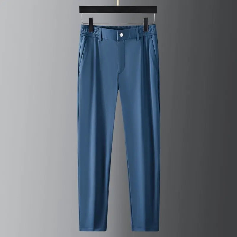Ice Silk Men's 2-Piece Button-Up T-Shirt & Pants Set – Breathable, Stylish Summer Casual Outfit