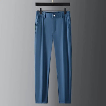 Ice Silk Men's 2-Piece Button-Up T-Shirt & Pants Set – Breathable, Stylish Summer Casual Outfit