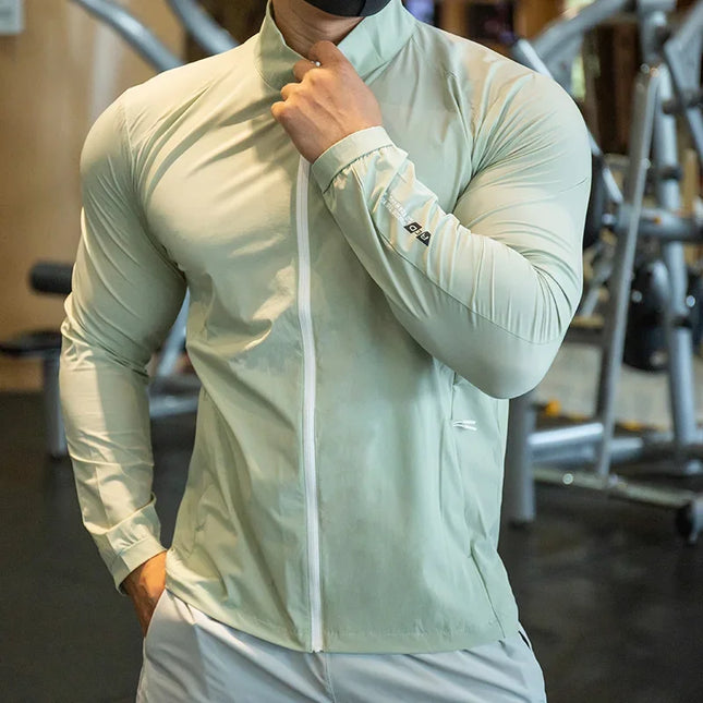 Men's Breathable Elastic Compression Jacket - Lightweight, Athletic Fit for Active Wear