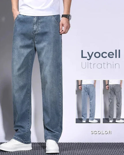 Men's Lyocell Baggy Jeans – Thin, Breathable, Vintage Straight Fit Pants