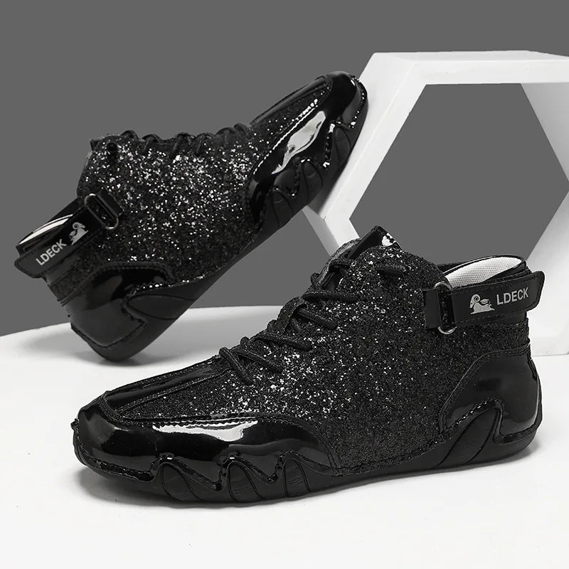 Men's Glossy High-Top Sneakers – Stylish & Durable Men's Shoes