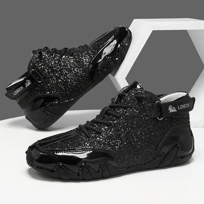 Men's Glossy High-Top Sneakers – Stylish & Durable Men's Shoes