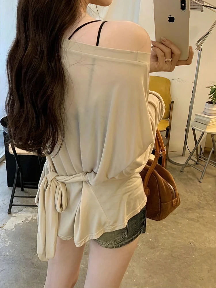 Women's Oversized Transparent Off-Shoulder Sweater – Thin, Stylish, and Trendy Pullover for Women