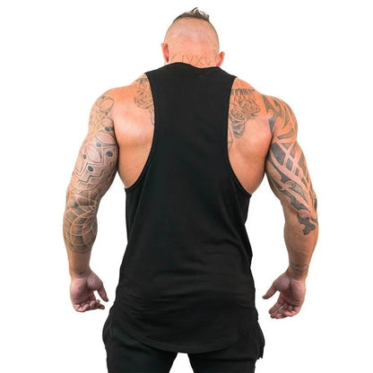 Men's Cotton Tank Top with "Train Like a Machine" Printed Design