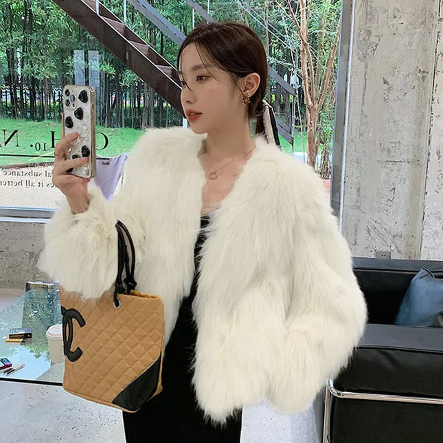 Women's Short Loose Faux Fur Coat - Various Colors