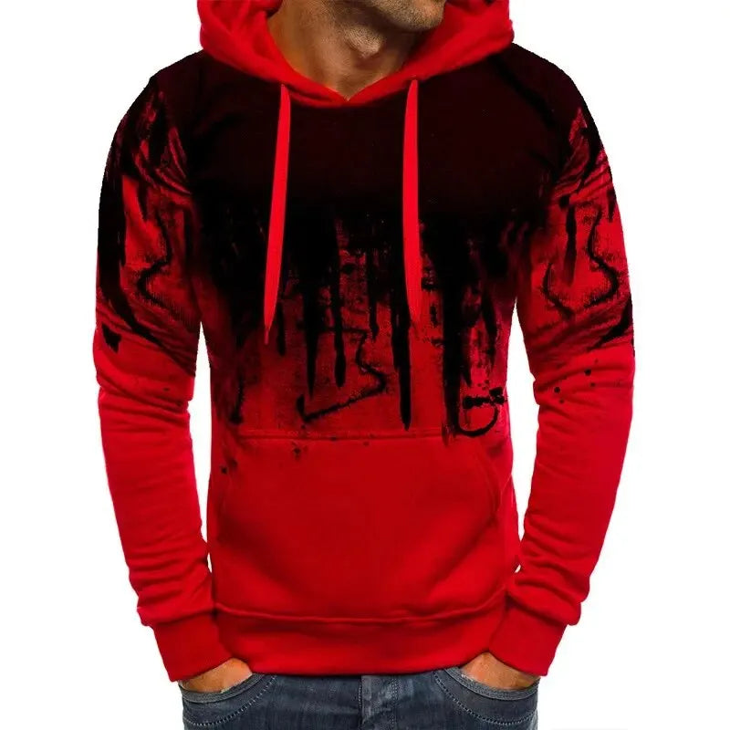 Gradient Print Men's Loose-Fit Hooded Sweater