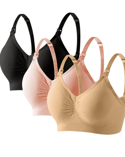 3-Pack Wireless Breathable Front Open Nursing Bra