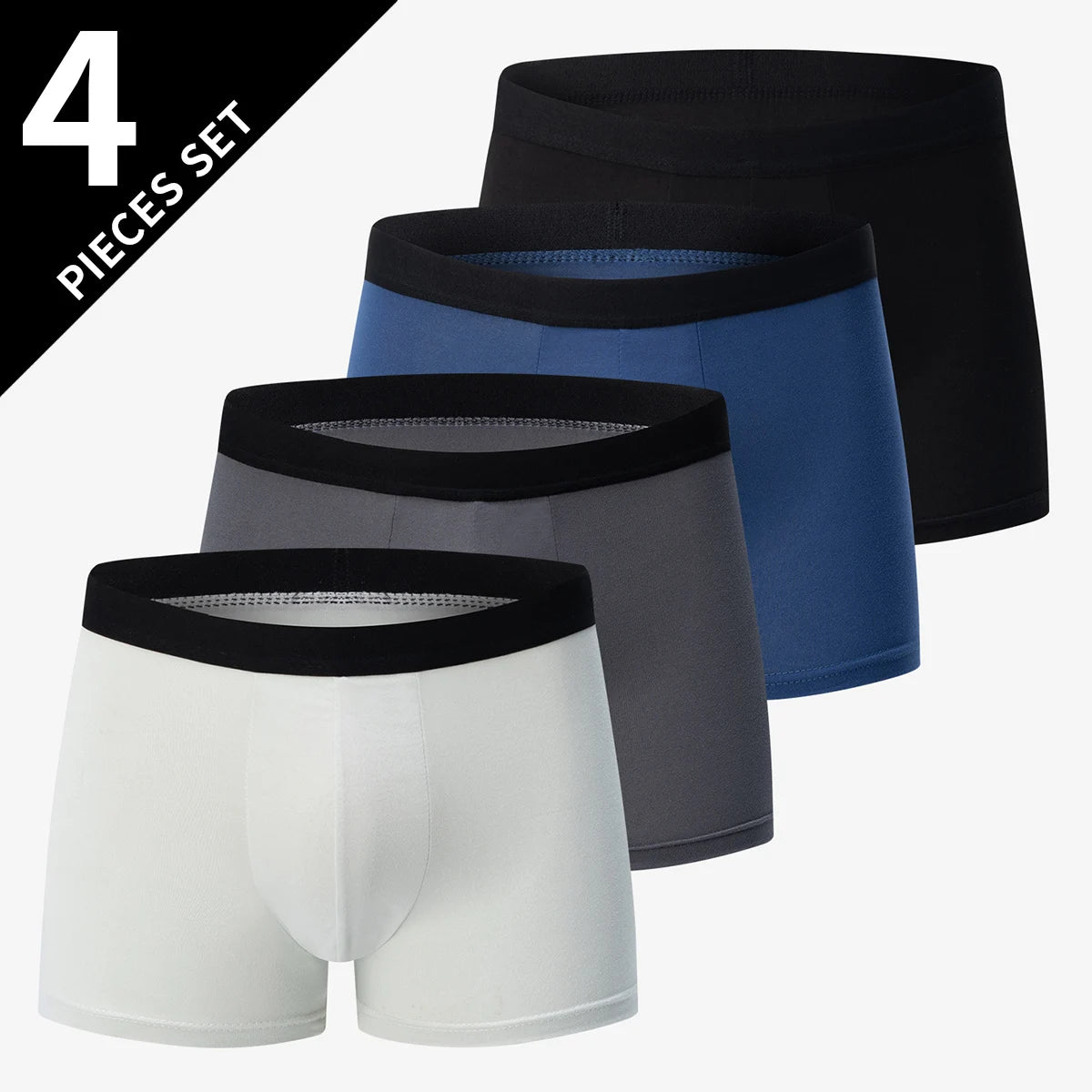 4-Pack Men's Comfortable Elastic Waist Trunks