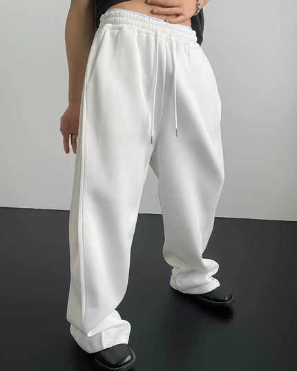Unisex Wide Leg Sweatpants with Elastic Waist and Drawstring