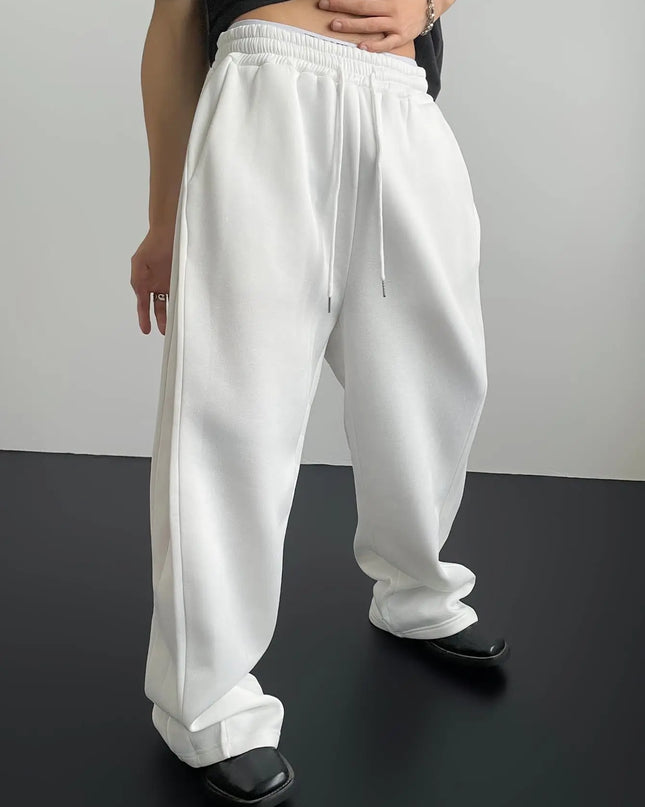 Unisex Wide Leg Sweatpants with Elastic Waist and Drawstring