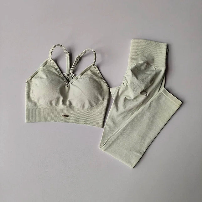 High-Waisted Hip-Lifting Women's Workout Bra and Leggings Set