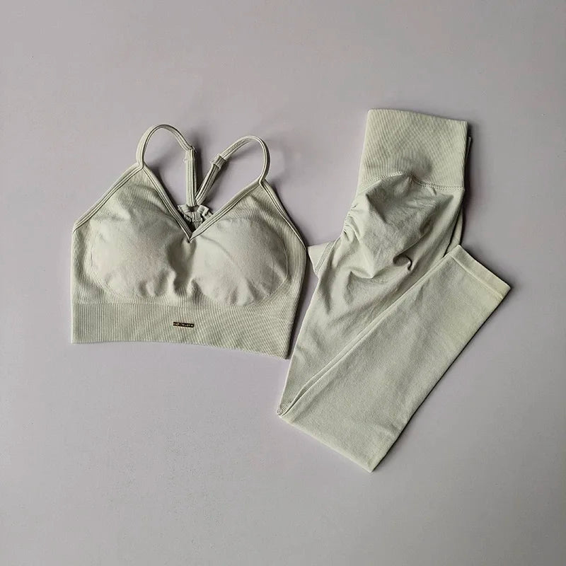 High-Waisted Hip-Lifting Women's Workout Bra and Leggings Set