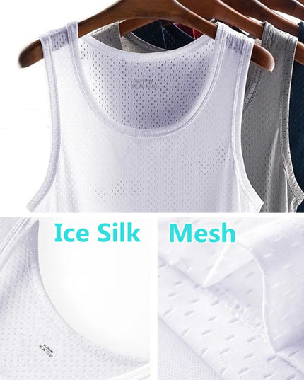 Men's Ice Silk Transparent Mesh Tank Top -  Various Colors