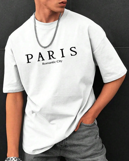 "Paris" Graphic Print Loose Fit T-Shirt For Men