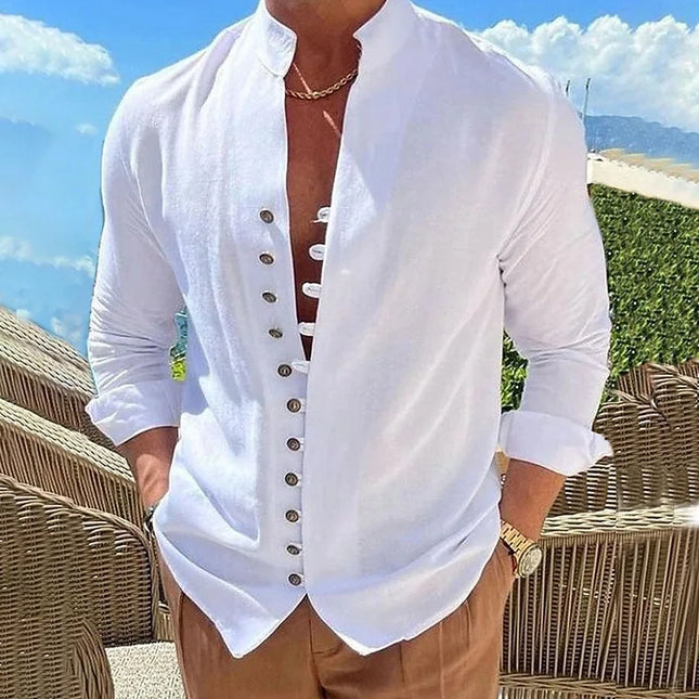 Men's Long Sleeve Button-Up Casual Shirt – Loose Fit - Various Colors