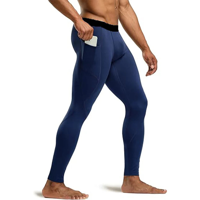 Men's Compression Running Tights with Dry Fit Material and Phone Pocket