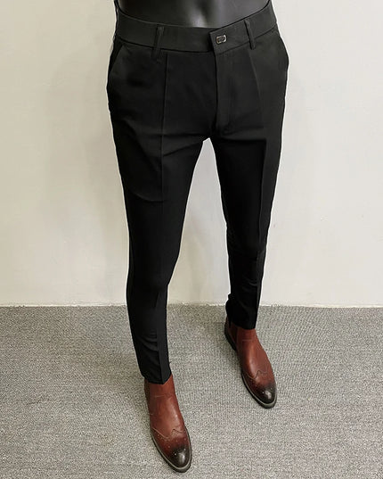 Men's Slim Fit Elastic Formal Dress Pants - Comfortable & Stylish Business Trousers