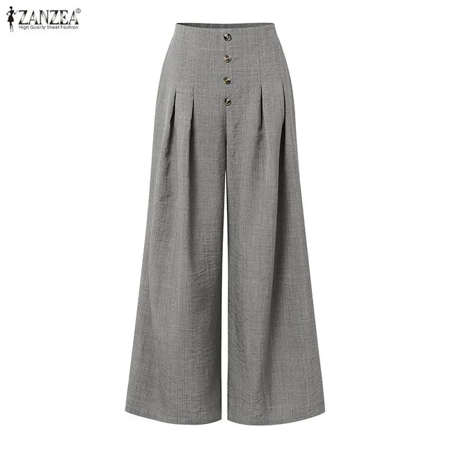 Women's High-Waisted Wide-Leg Pleated Loose Trousers