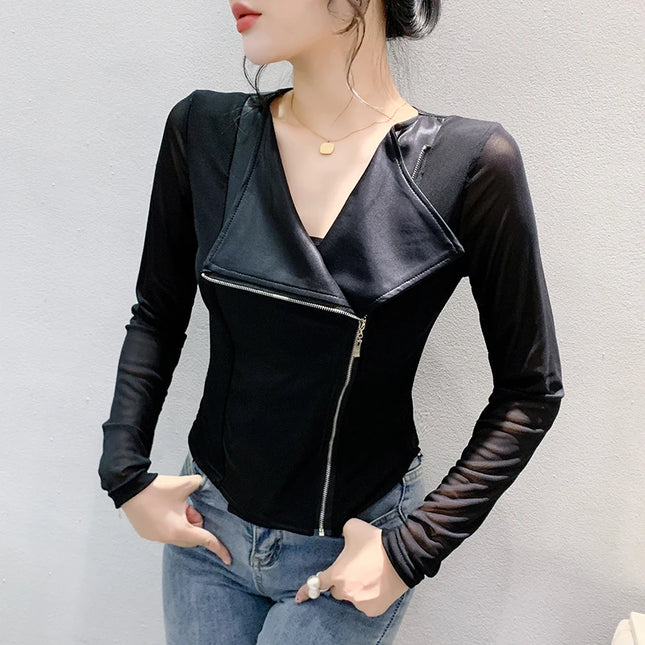 Women's Korean Style Slim Fit Zipper Jacket