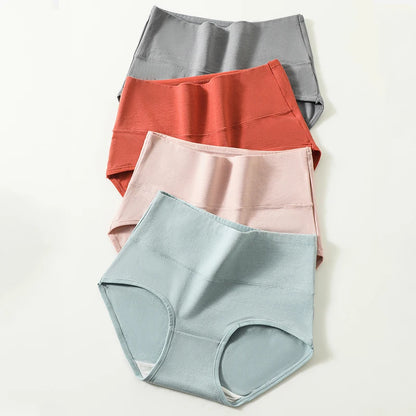 High-Waisted 4-Piece Cotton Panty Set for Women 
