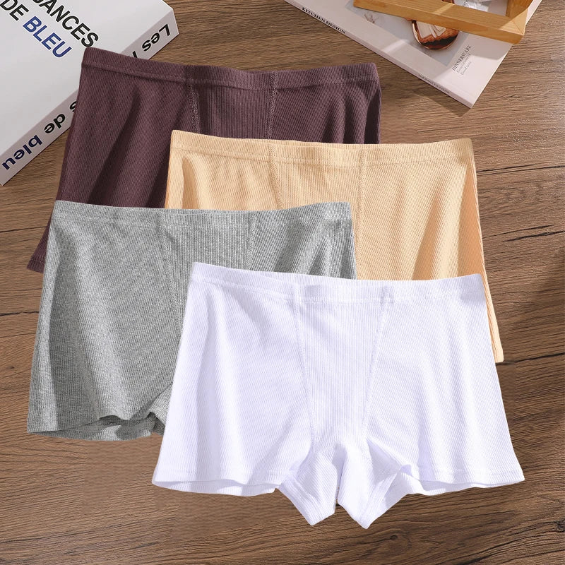 4-Pack Women's Cotton Lace Seamless Boxer Briefs
