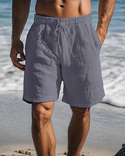 Men's Cotton-Linen Breathable Shorts with Elastic Waist