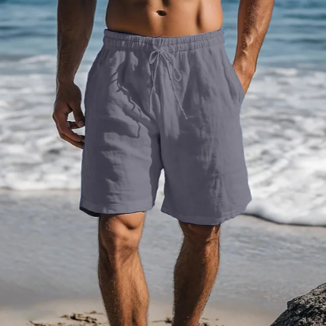 Men's Cotton-Linen Breathable Shorts with Elastic Waist
