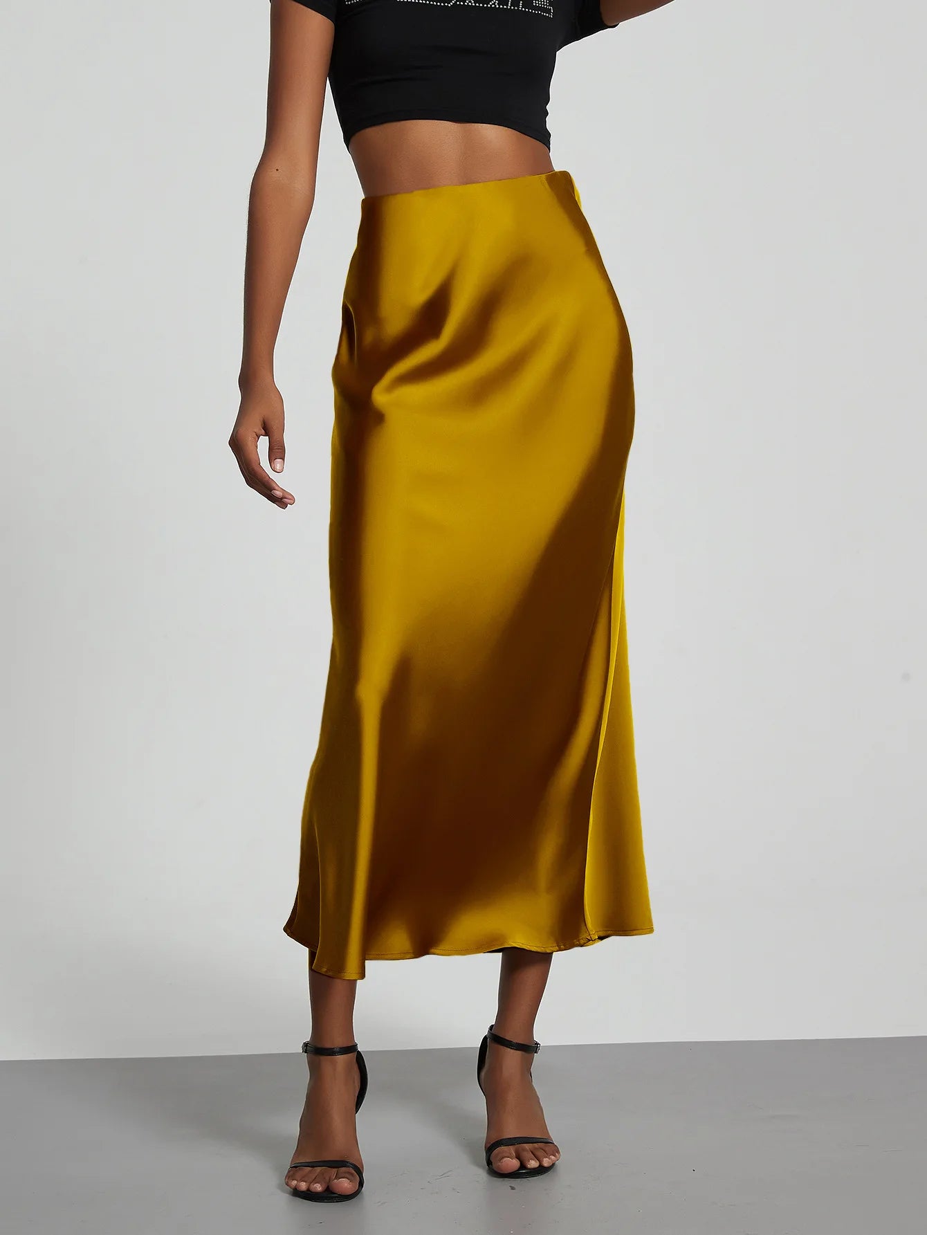 Women's Sophisticated High-Waisted Satin Maxi Skirt
