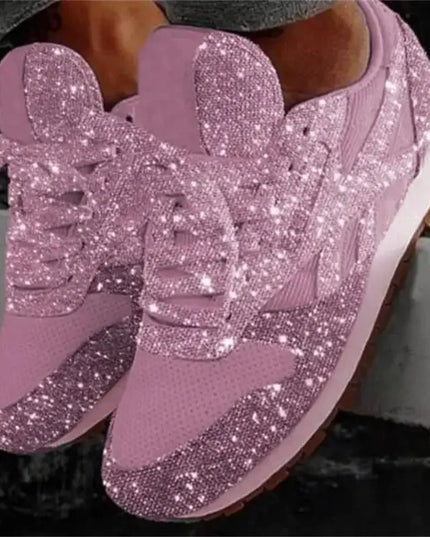 Women's Glitter Lace-Up Vulcanized Sneakers
