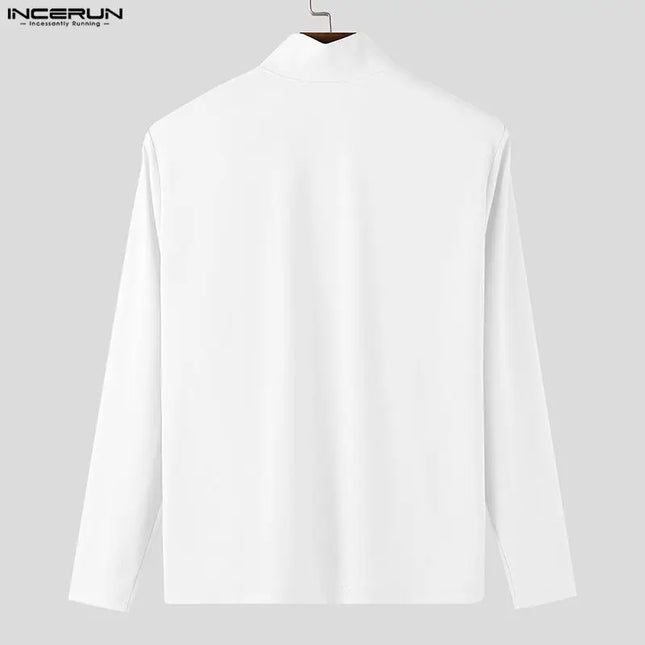 Incerun Men's Slim Fit Turtleneck Long Sleeve Zipper Jacket