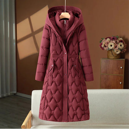 Women's Down Cotton-Padded Hooded Parka Jacket with Detachable Sleeves