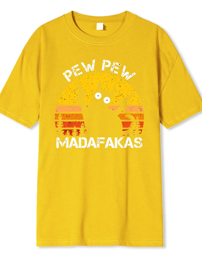 Madafakas Graphic Tee: Cat with Dual Guns - Breathable Cotton T-Shirt for Men