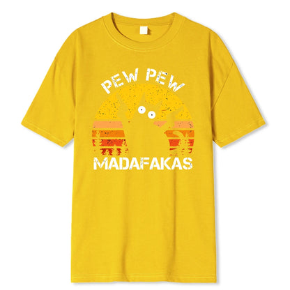 Madafakas Graphic Tee: Cat with Dual Guns - Breathable Cotton T-Shirt for Men