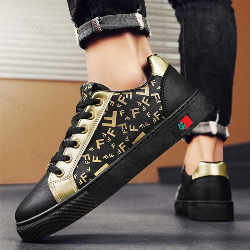 Men's Faux Leather Lace-Up Sneakers